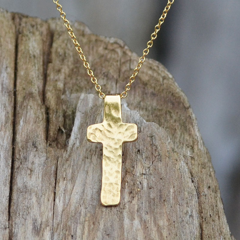 Take Joy Cross Necklace in Gold Handmade Christian Jewelry
