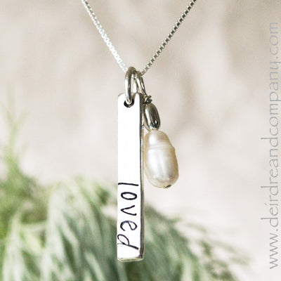 Loved Blessing Bar Necklace in Silver