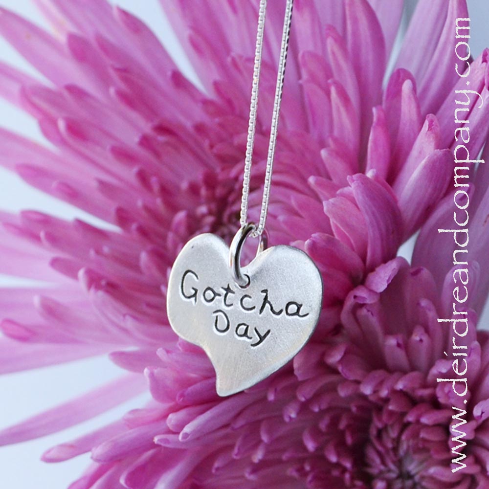 Gotcha Day Heart Necklace in Pewter