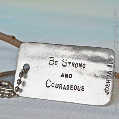Joshua 1:9 Be Strong Key Dog Tag Chain