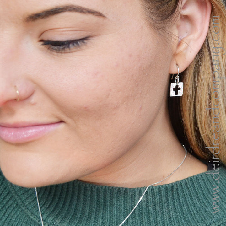 Be Amazed by Grace Cut-Out Cross Earrings Sterling