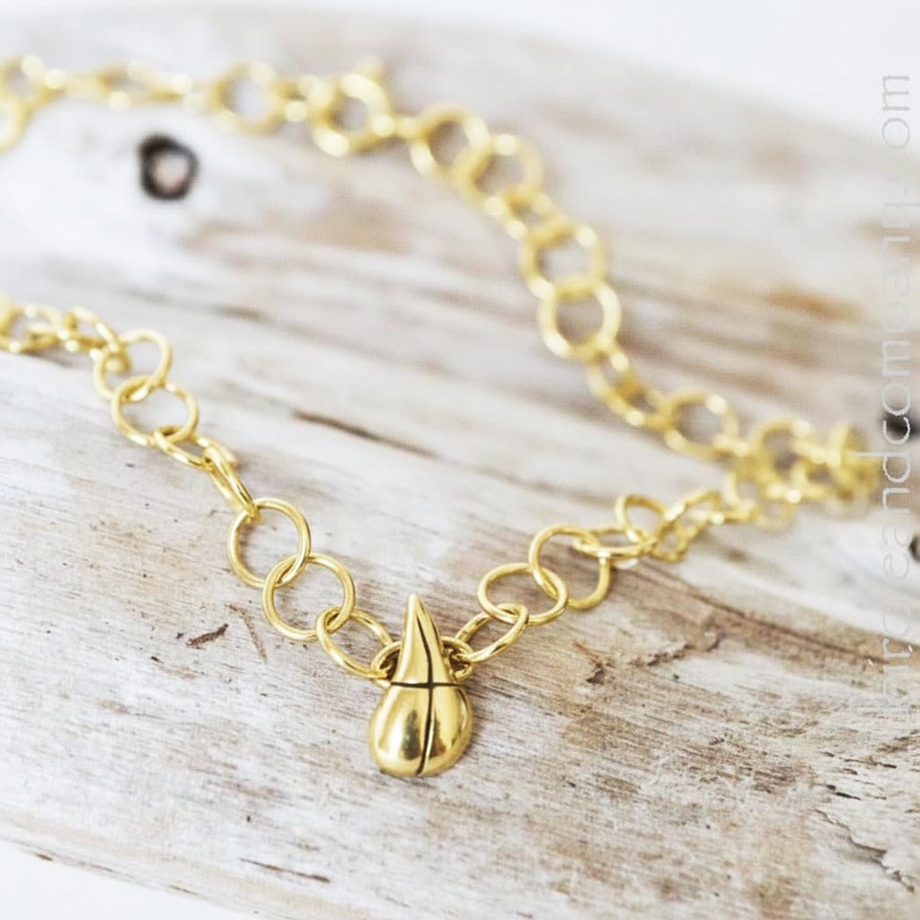 Droplet Cross Bracelet in Sterling or Gold