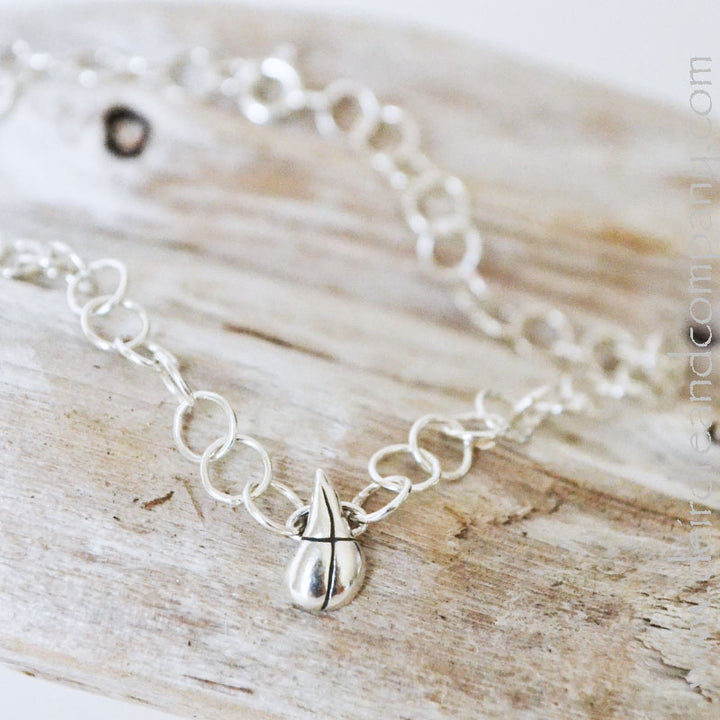 Droplet Cross Bracelet in Sterling or Gold