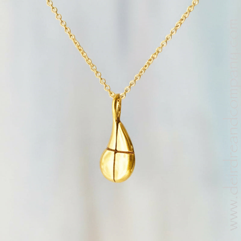 Droplet Cross (Large-ish) Necklace in Gold