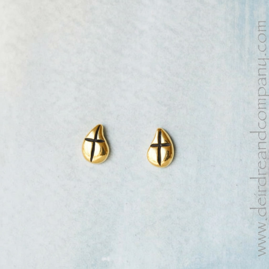 Droplet Cross Earrings in Gold or Sterling