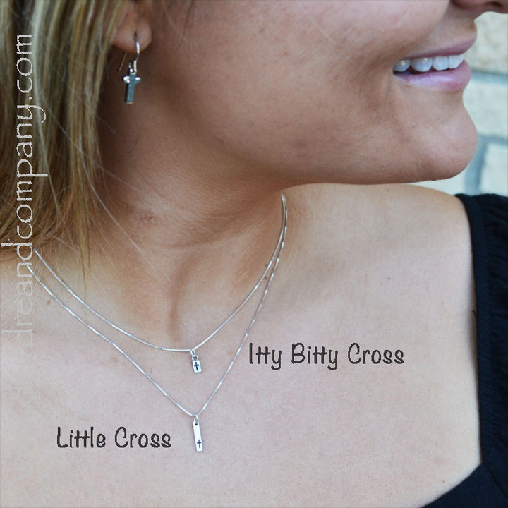 Itty Bitty Tiny Cross Necklace in Gold