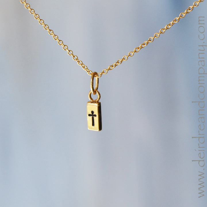Itty Bitty Tiny Cross Necklace in Gold