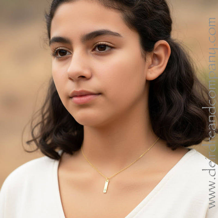 Little Blessing Bar Cross Necklace in Gold