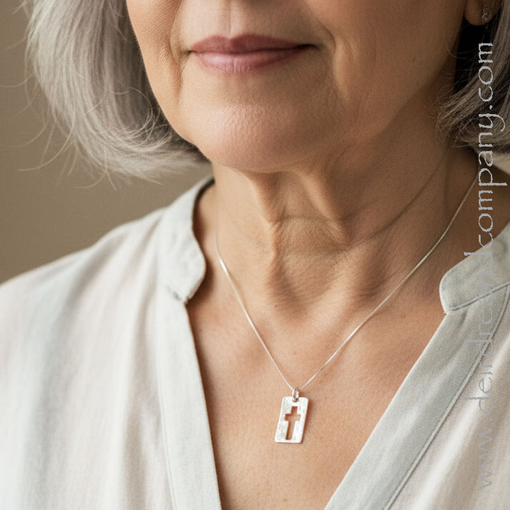 Cross Silver Necklace - Narrow Road