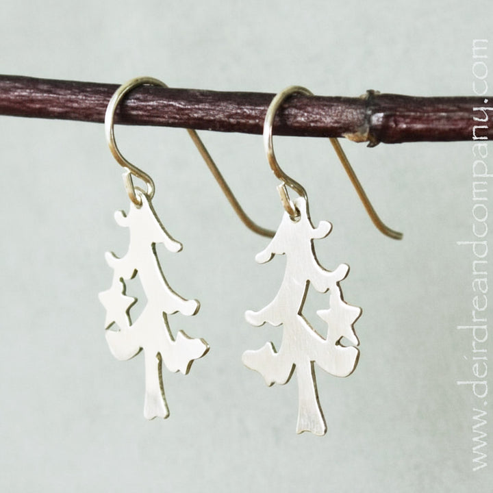 O Tannenbaum Christmas Tree Earrings in Silver