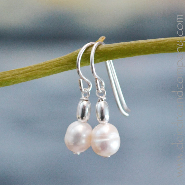 Simple Pearl and Sterling Earrings