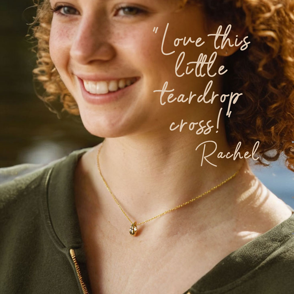 Droplet Cross Necklace in Gold