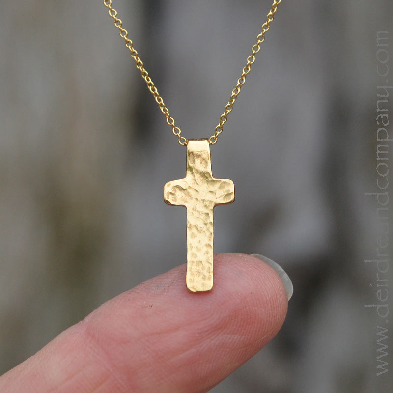 Hammered Cross Necklace in Gold - Take Joy