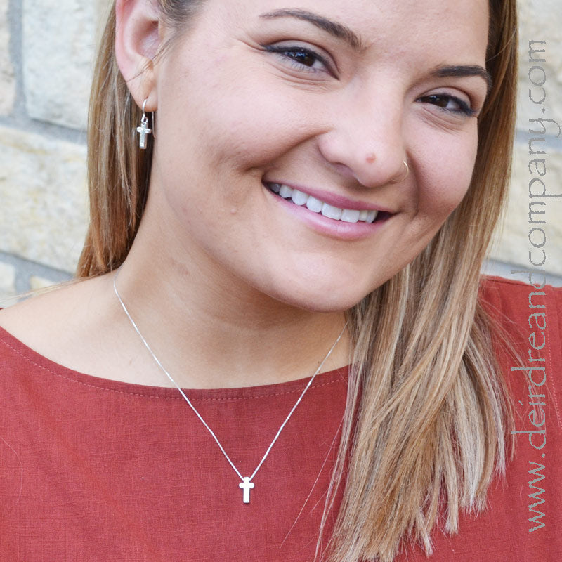 Delicate Cross Earrings in Sterling Silver
