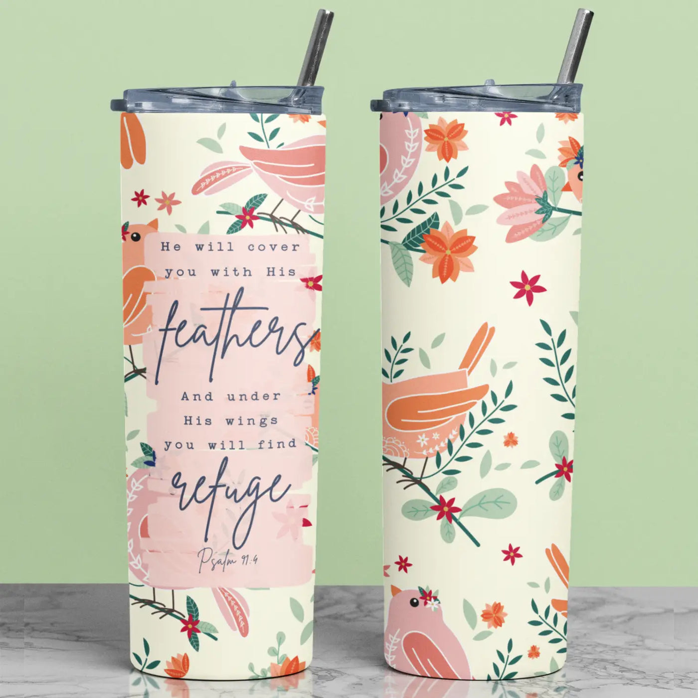 Psalm 91 ~'Feathers' Christian Tumbler