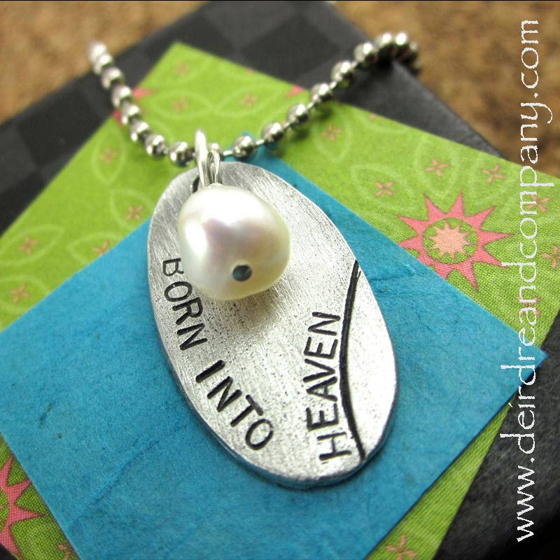 Born into Heaven necklace in pewter