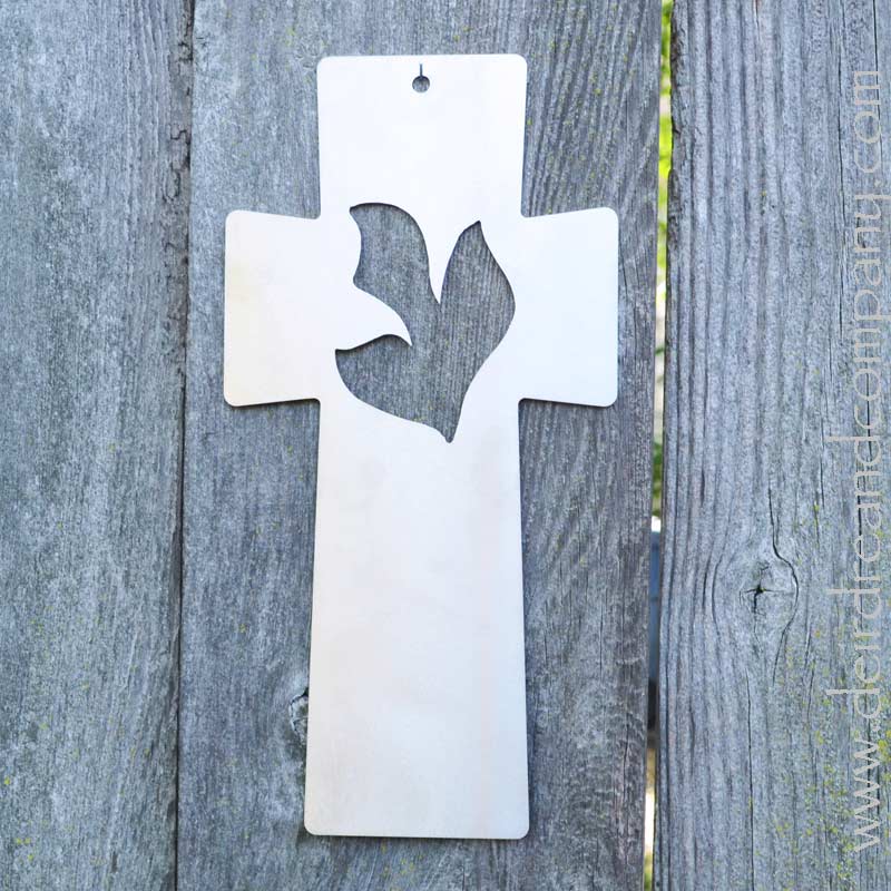 Dove Cross Wall Hanging in Stainless Steel