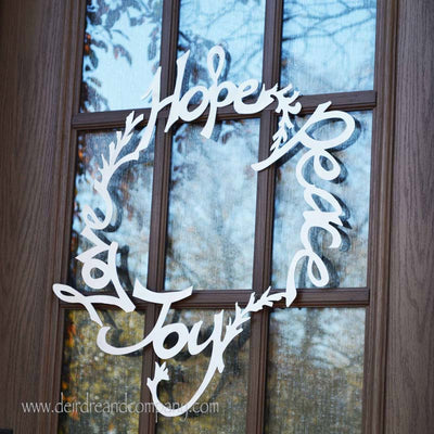love hope peace and joy metal wreath