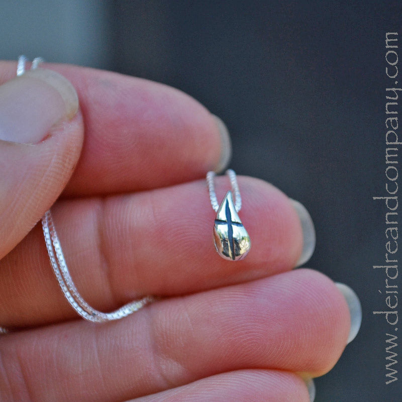 Droplet Cross Necklace in Silver