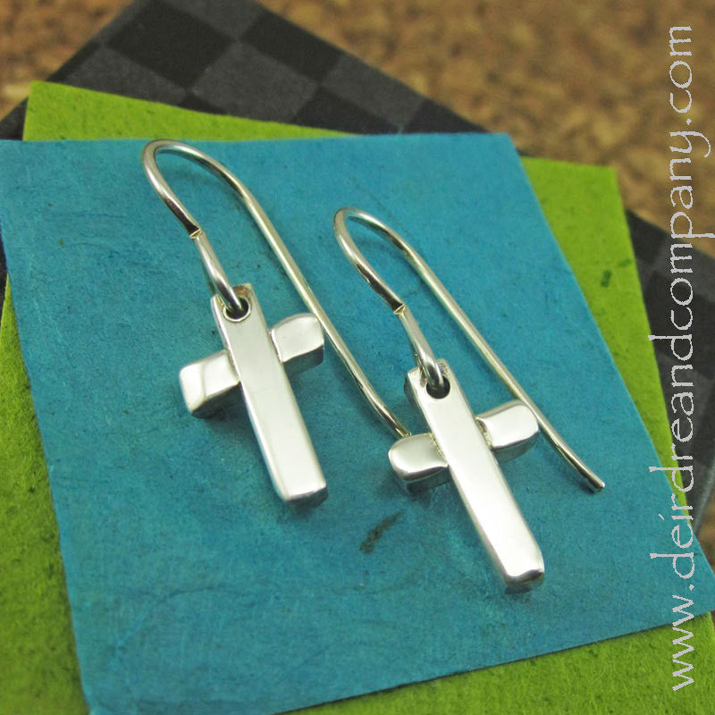 tiny-peter-cross-earrings-silver-handmade